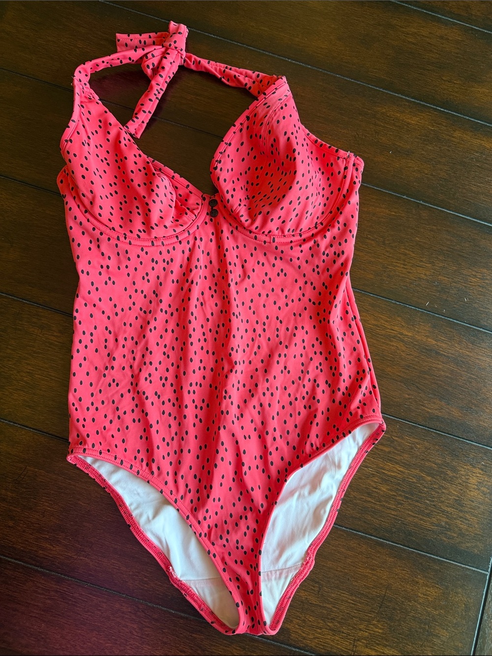Freya Coral Pink One-Piece Swimsuit with Black Dot Print
